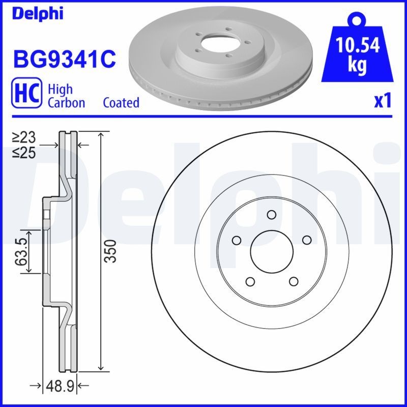 DELPHI BG9341C: Piduriketas Ø: 350mm, õhutusega, Ø: 350mm, kaetud