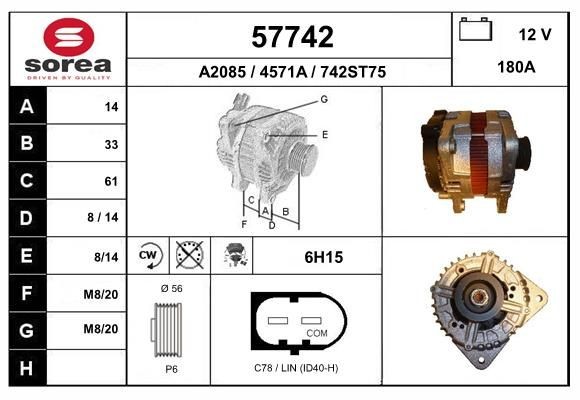 EAI 57742: Generaator 180A, koos integreeritud seadistajaga