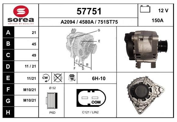 EAI 57751: Alternator 150A, cu regulator integrat