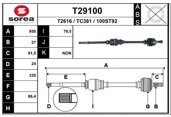 EAI T29100: Veovõll 950mm