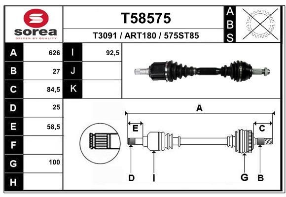 EAI T58575: Drivaxel 626mm