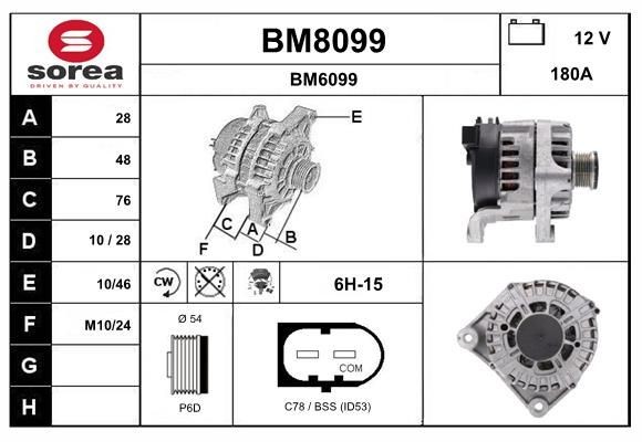 SNRA BM8099: Alternatore 180A, con regolatore integrato