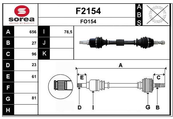 SNRA F2154: Arbre de transmission 656mm
