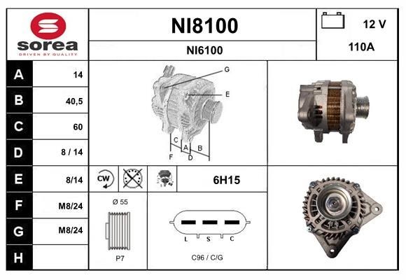 SNRA NI8100: Alternator 110A, cu regulator integrat