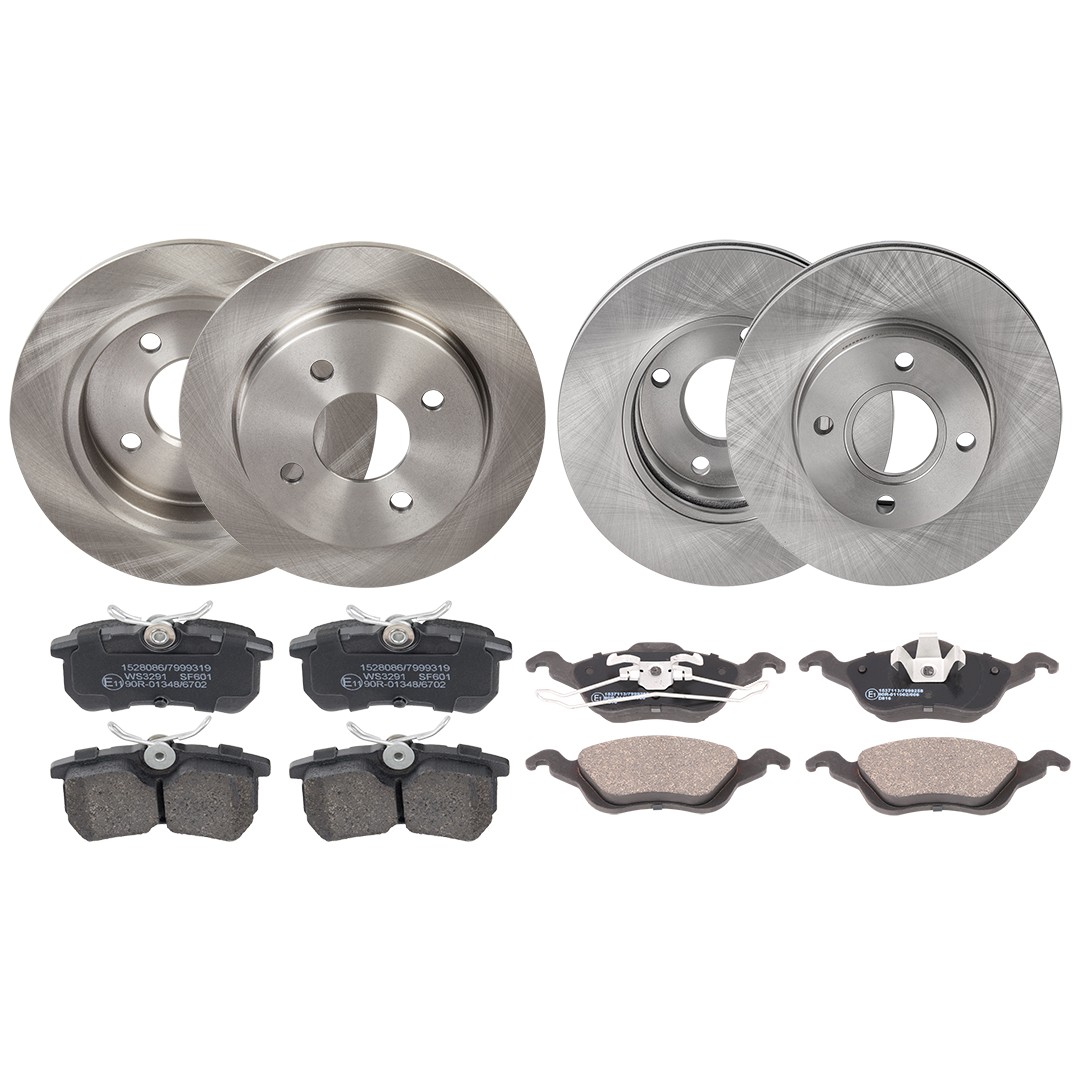 RIDEX 3405B0316: Set frana, frana disc punte fata, puntea spate, Ř: 258, 253mm, ventilat interior, plin
