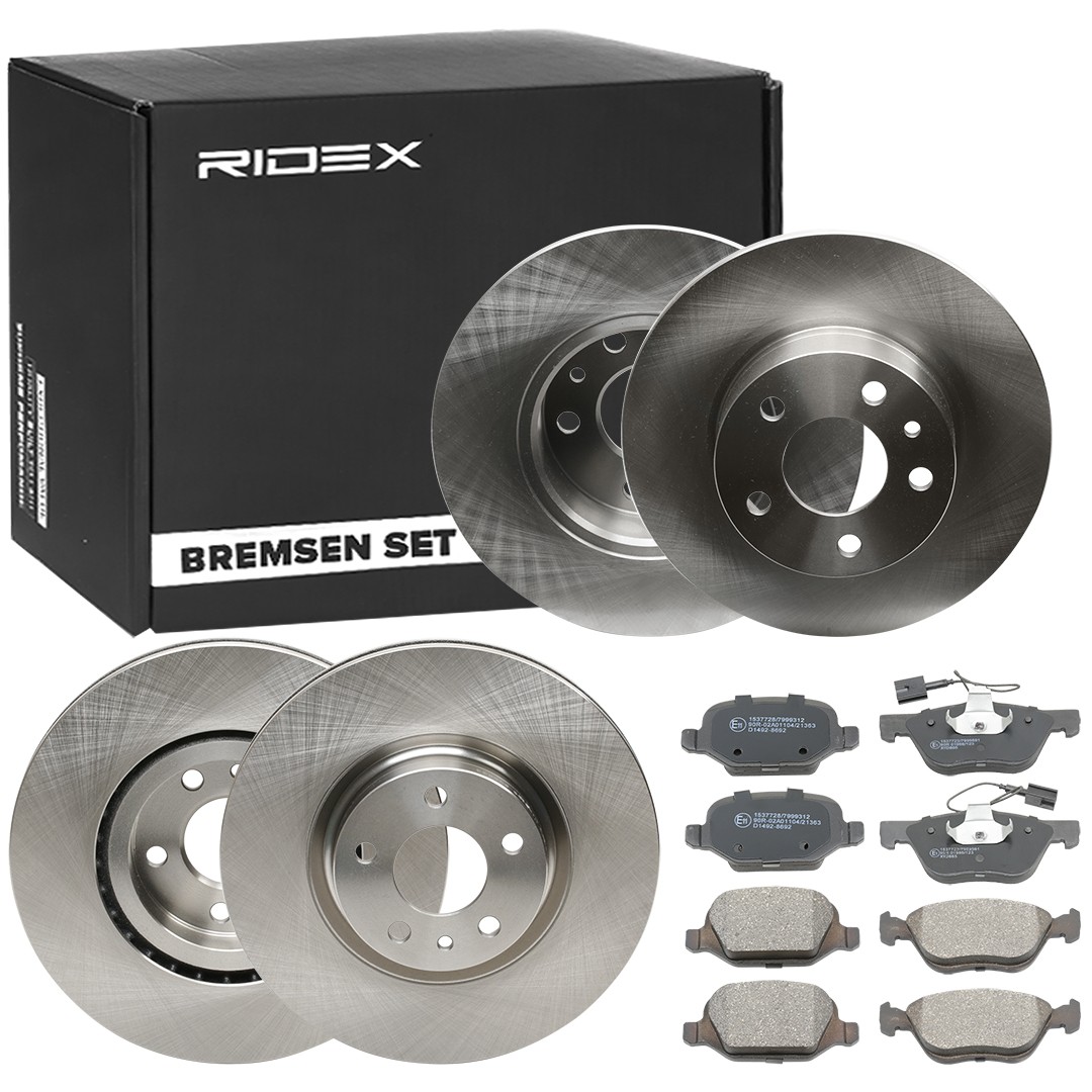 RIDEX 3405B0368: Bromssats, skivbroms framaxel, Bakaxel, Ø: 251mm, ventilerad, full