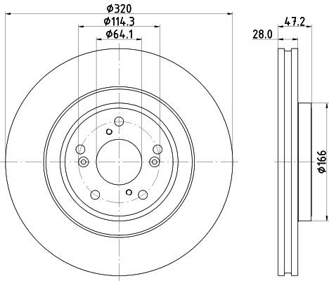 MINTEX MDC2887C: Piduriketas Ø: 320mm, sisemine õhutus, Ø: 320mm, kaetud, ilma rattakeskmeta, ilma rattalaagrita, ilma rattakinnituspoltideta