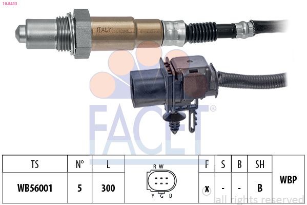 FACET 10.8433: Sonda Lambda Made in Italy - OE Equivalent cu material de prindere