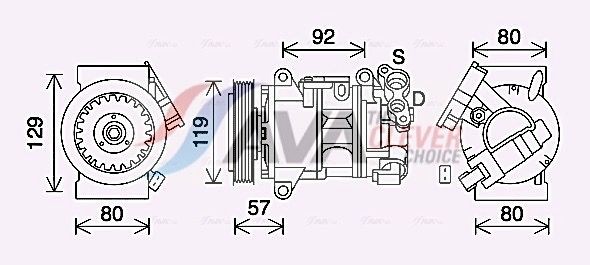 AVA COOLING SYSTEMS PEAK408: Compressore aria condizionata ** CLEVER FIT ** con olio compressore-PAG, senza diodo, senza innesto elettromagnetico