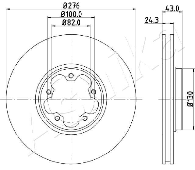 ASHIKA 60-00-0356: Disc de frână punte fata, Ř: 276mm, ventilat, Ř: 276mm