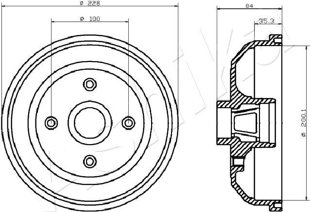 ASHIKA 60-00-0500: Piduriketas Ø: 260mm, täis, Ø: 260mm