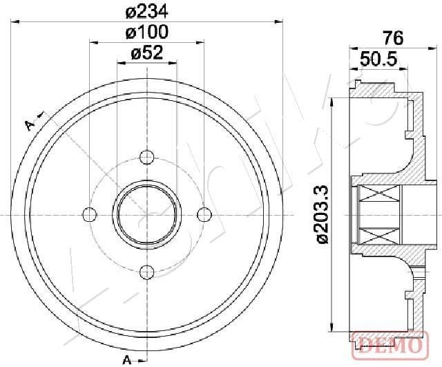 ASHIKA 60-00-0504: Piduriketas Ø: 276mm, õhutusega, Ø: 276mm