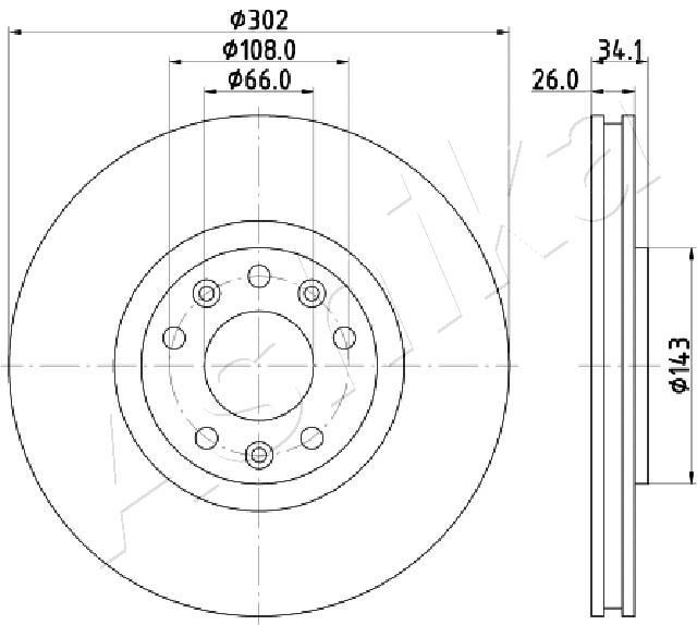 ASHIKA 60-00-0635: Piduriketas Ø: 302mm, sisemine õhutus, Ø: 302mm