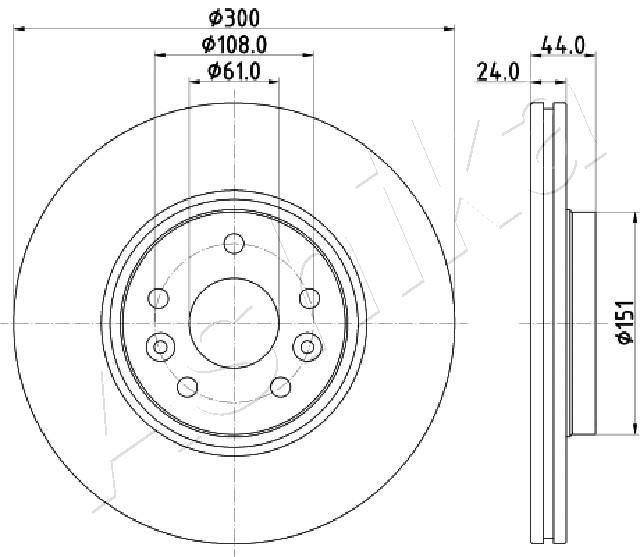 ASHIKA 60-00-0706: Δισκόπλακα Ø: 300mm, αεριζόμενο, Ø: 300mm