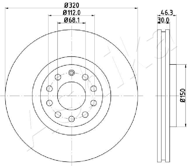 ASHIKA 60-00-0909: Disque de frein Ø: 320mm, ventilé, Ø: 320mm