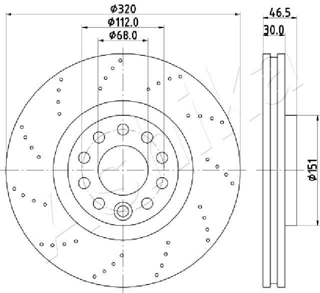 ASHIKA 60-00-0913: Disc de frână Ř: 320mm, ventilat, Ř: 320mm