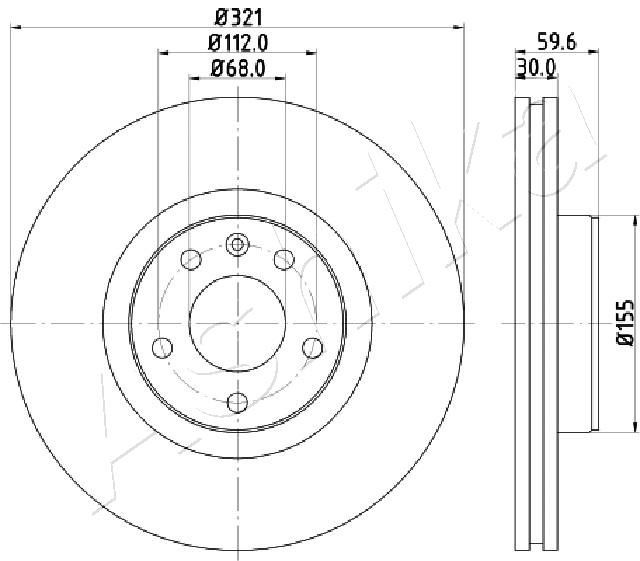 ASHIKA 60-00-0926: Disc de frână Ř: 321mm, ventilat, Ř: 321mm