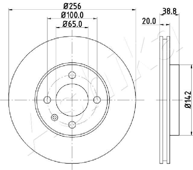ASHIKA 60-00-0935: Stabdžių diskas priekinė ašis, Ø: 256mm, ventiliuojama, Ø: 256mm