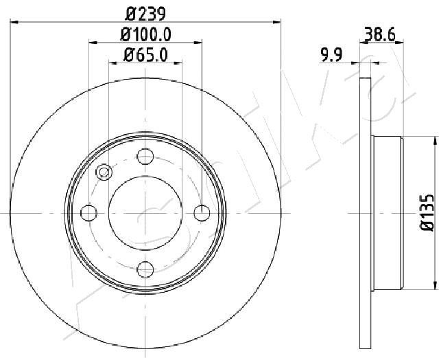 ASHIKA 60-00-0937: Stabdžių diskas priekinė ašis, Ø: 239mm, visiškai, Ø: 239mm
