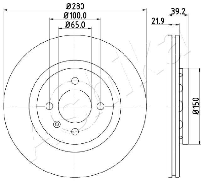 ASHIKA 60-00-0940: Disc de frână Ř: 280mm, ventilat, Ř: 280mm