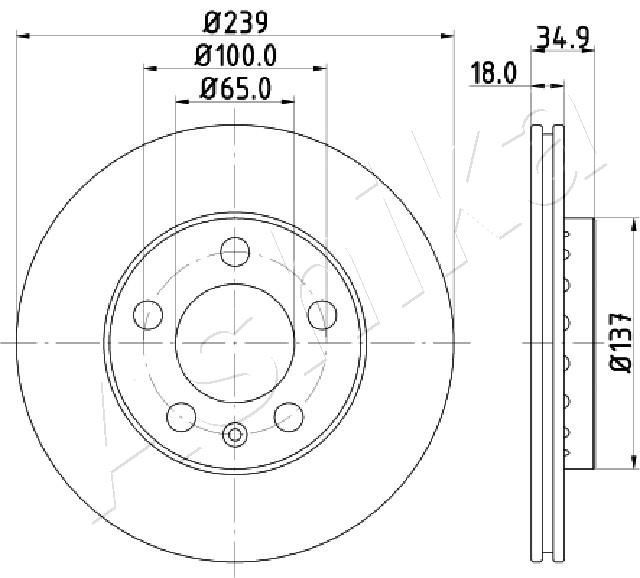 ASHIKA 60-00-0945: Piduriketas Ø: 239mm, õhutusega, Ø: 239mm