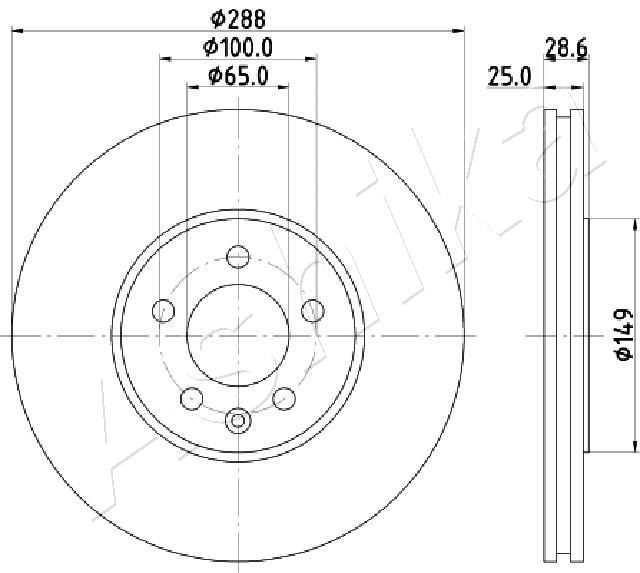 ASHIKA 60-00-0950: Stabdžių diskas priekinė ašis, Ø: 288mm, ventiliuojama, Ø: 288mm