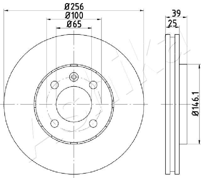 ASHIKA 60-00-0951: Disc de frână punte fata, Ř: 256mm, ventilat, Ř: 256mm