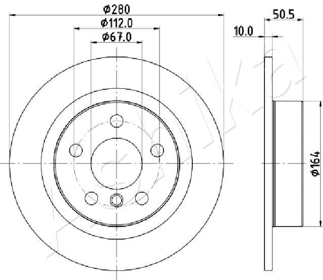 ASHIKA 61-00-0105: Piduriketas Tagasild, Ø: 280mm, täis, Ø: 280mm
