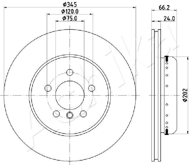 ASHIKA 61-00-0113: Disco de freno Eje trasero, Ø: 345mm, ventilado, Ø: 345mm