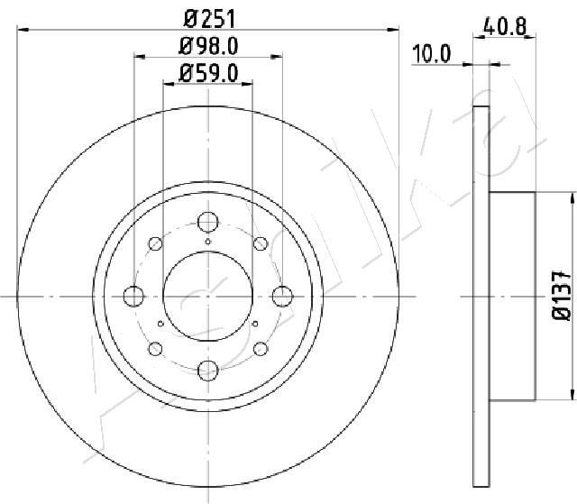 ASHIKA 61-00-0210: Piduriketas Tagasild, Ø: 251mm, täis, Ø: 251mm