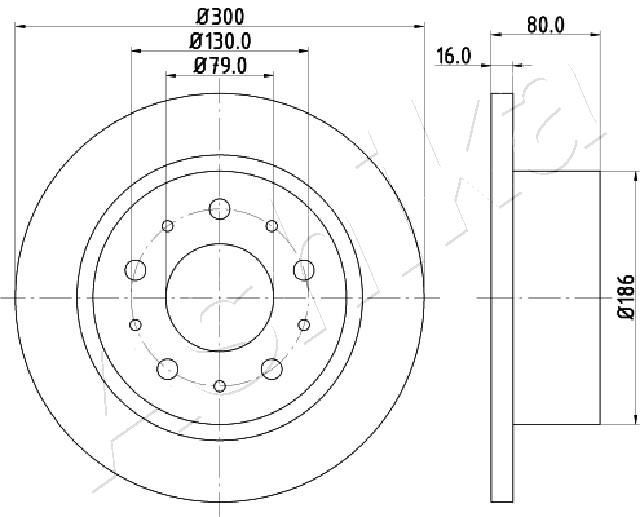 ASHIKA 61-00-0217: Stabdžių diskas galinė ašis, Ø: 300mm, visiškai, Ø: 300mm