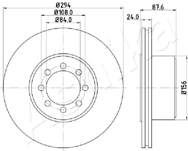 ASHIKA 61-00-0228: Disc de frână puntea spate, Ř: 294mm, ventilat interior, Ř: 294mm