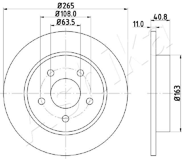 ASHIKA 61-00-0300: Piduriketas Tagasild, Ø: 265mm, täis, Ø: 265mm
