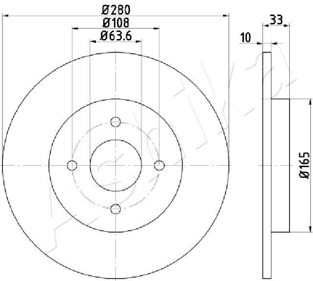 ASHIKA 61-00-0304: Piduriketas Ø: 280mm, täis, Ø: 280mm
