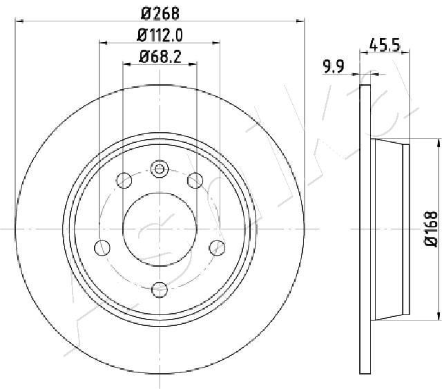 ASHIKA 61-00-0306: Piduriketas Tagasild, Ø: 268mm, täis, Ø: 268mm