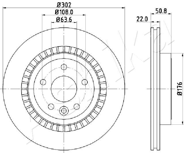 ASHIKA 61-00-0325: Piduriketas Tagasild, Ø: 302mm, õhutusega, Ø: 302mm