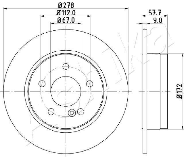 ASHIKA 61-00-0508: Piduriketas Tagasild, Ø: 278mm, täis, Ø: 278mm