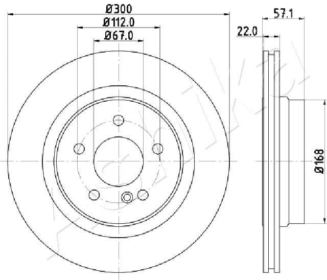 ASHIKA 61-00-0510: Disc de frână puntea spate, Ř: 300mm, ventilat, Ř: 300mm