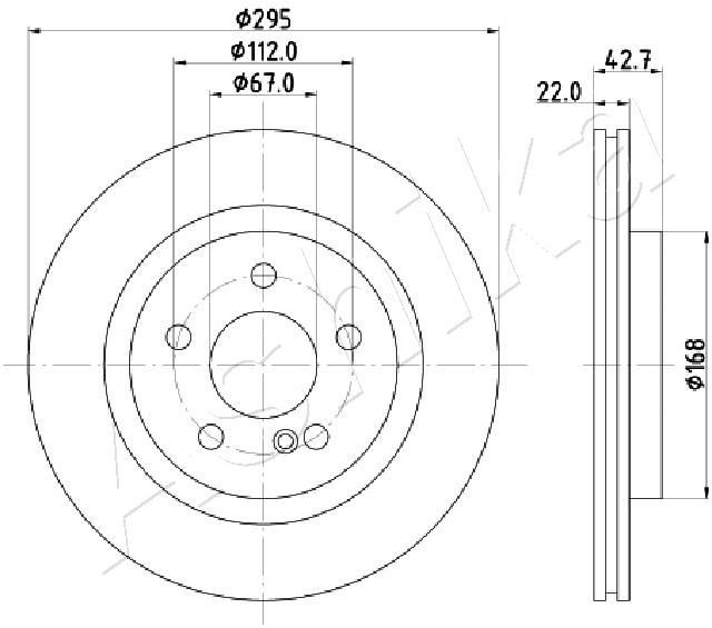 ASHIKA 61-00-0512: Brzdový kotúč Zadna naprava, Ø: 295mm, s vnútorným chladením, Ø: 295mm