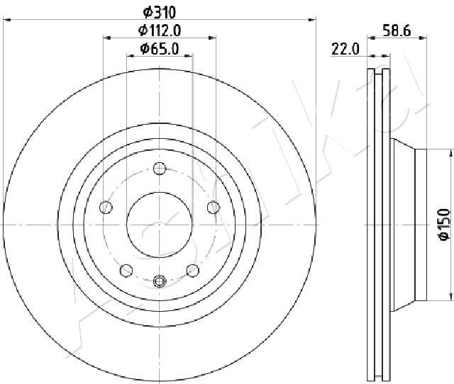 ASHIKA 61-00-0919: Disc de frână Ř: 310mm, ventilat, Ř: 310mm