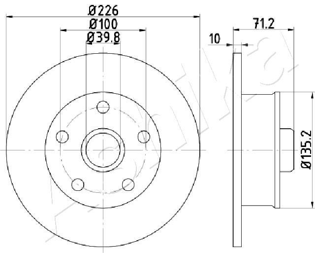 ASHIKA 61-00-0923 Bremsscheibe Hinterachse, Ø: 226mm, voll, Ø: 226mm