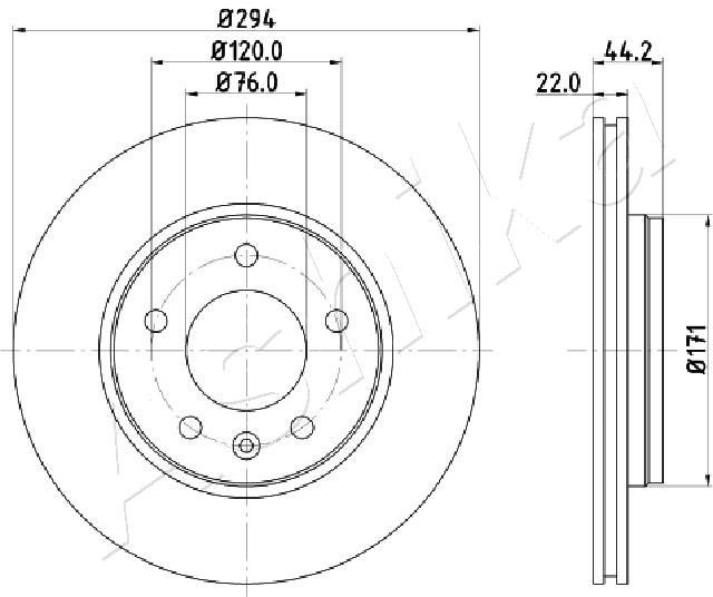 ASHIKA 61-00-0925: Piduriketas Tagasild, Ø: 294mm, õhutusega, Ø: 294mm