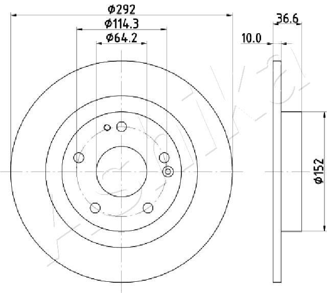 ASHIKA 61-04-427: Disc de frână puntea spate, Ř: 281,5mm, plin, Ř: 281,5mm