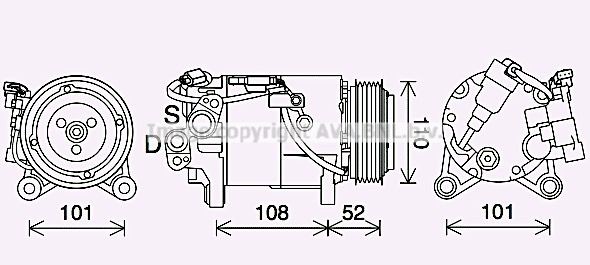 PRASCO BWAK567: Compresor AC cu ambreiaj magnetic