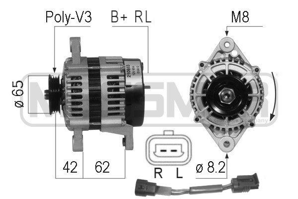 MESSMER 210683A: Generaator 65A, koos pistikühendusega