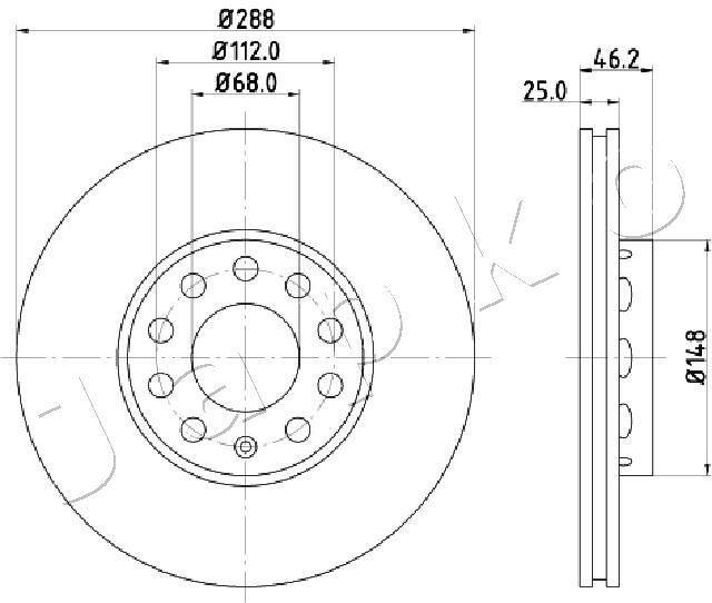 JAPKO 600910: Piduriketas Esisild, Ø: 288mm, õhutusega, Ø: 288mm