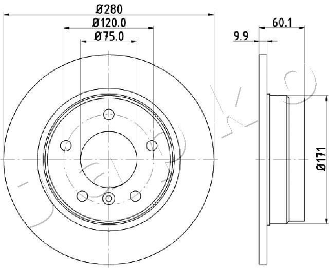 JAPKO 610107: Piduriketas Tagasild, Ø: 280mm, täis, Ø: 280mm