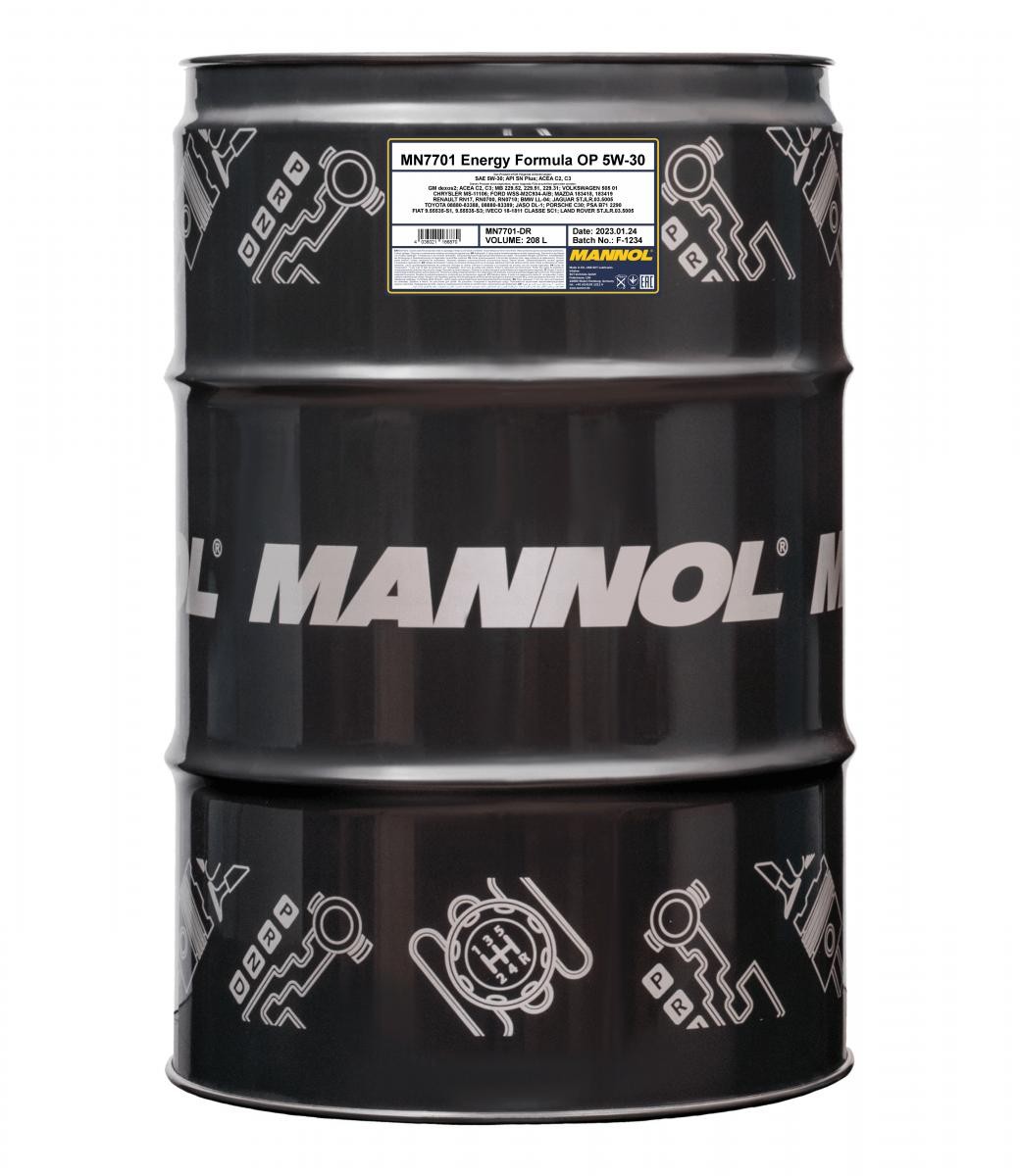 MANNOL MN7701-DR: Mootoriõli 208l, 5W-30 Energy, Formula OP