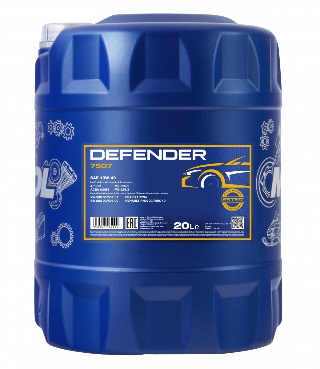 MANNOL MN7507-20: Mootoriõli 20l, 10W-40 Defender