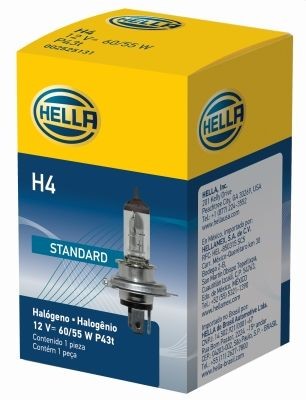 HELLA 8GJ 178 555-001: Hõõgpirn, Kaugtuli STANDARD 12V, 60/55W, H4